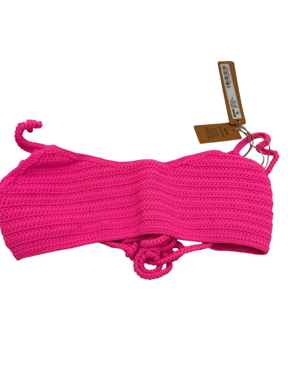 SKIMS Taffy PINK Women's Crochet Swim Scoop Bikini Top NWT Size XXS
